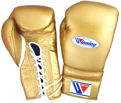 Winning Lace-up Boxing Gloves Gold - Main Image