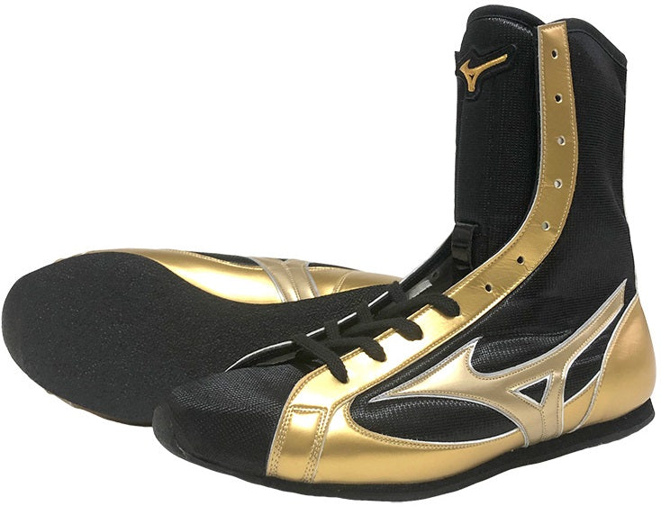 Mizuno Mid-Cut Boxing Shoes - Black · Gold – WJapan Boxing Mizuno Mid-Cut Boxing Shoes - Black · Gold – WJapan Boxing