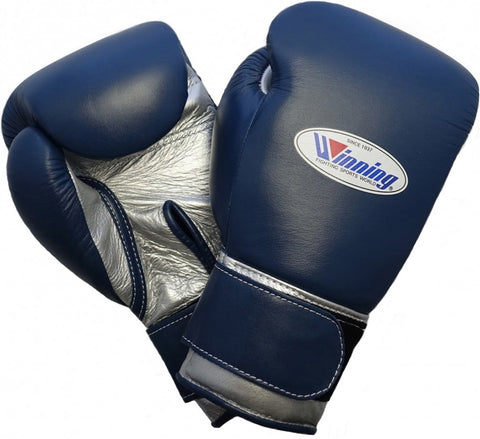 Winning Velcro Boxing Gloves - Navy · Silver - WJapan Store