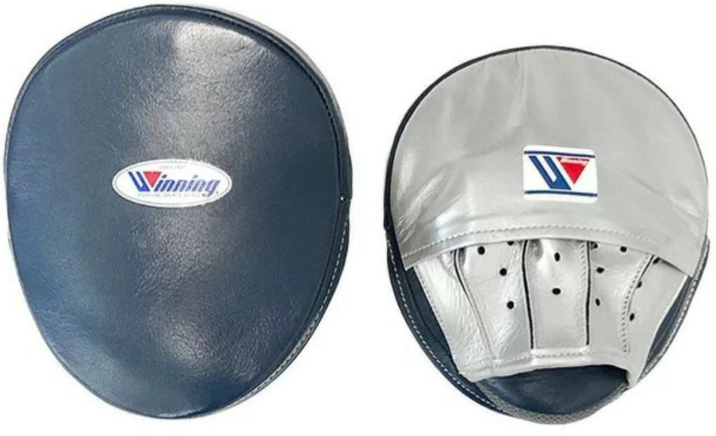 Winning Oval Curved Punch Mitts - Navy · Silver – WJapan Boxing