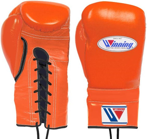 Winning Lace-up Boxing Gloves - Orange · Black