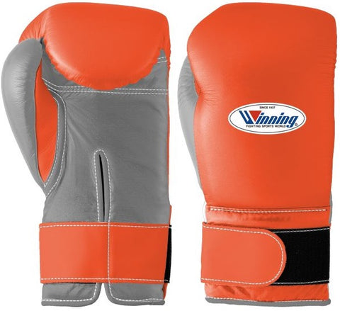 Winning Velcro Boxing Gloves - Orange · Gray