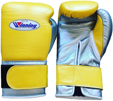 Winning Velcro Boxing Gloves - Yellow · Silver - WJapan Store