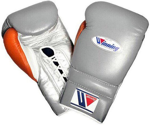 Winning Lace-up Boxing Gloves - Gray · Silver · White · Orange - WJapan Store