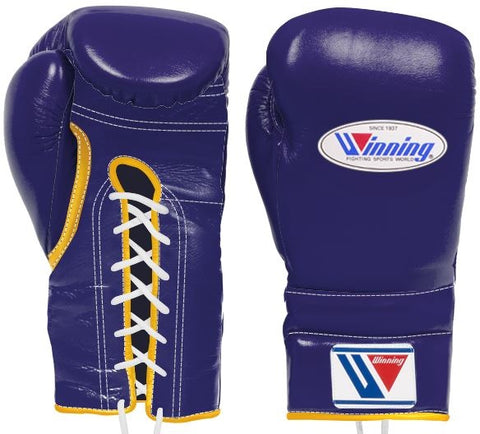Winning Lace-up Boxing Gloves - Purple · Gold