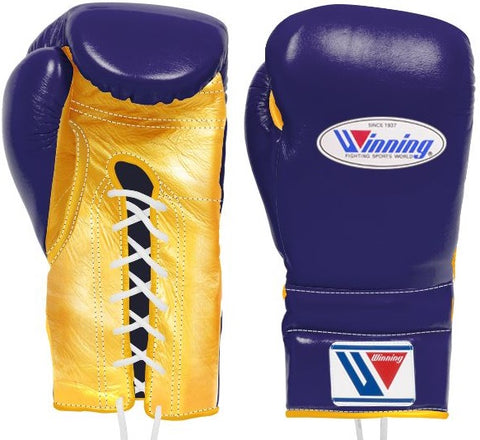 Winning Lace-up Boxing Gloves - Purple · Gold