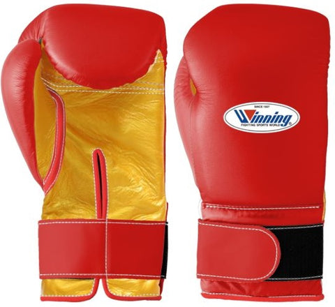 Winning Velcro Boxing Gloves - Red · Gold