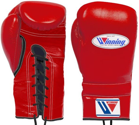 Winning Lace-up Boxing Gloves - Red · Black