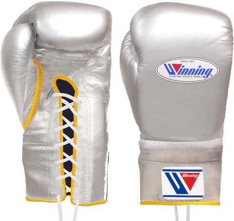 Winning Lace-up Boxing Gloves - Silver · Gold