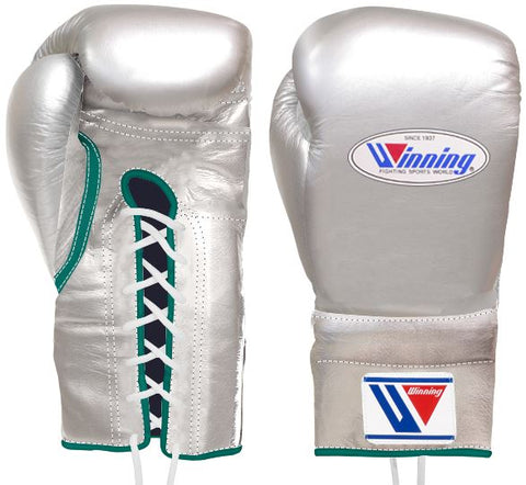 Winning Lace-up Boxing Gloves - Silver · Green
