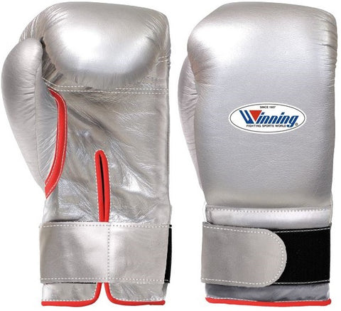 Winning Velcro Boxing Gloves - Silver · Red