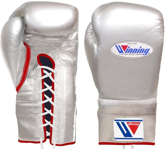 Winning Lace-up Boxing Gloves - Silver · Red – WJapan Boxing