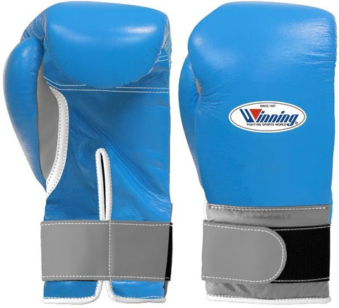 Winning Velcro Boxing Gloves - Sky Blue · Gray