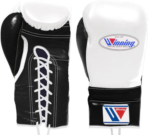 Winning Lace-up Boxing Gloves - White · Black