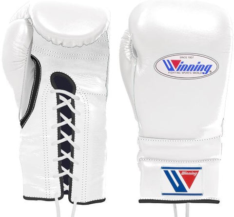 Winning Lace-up Boxing Gloves - White · Black