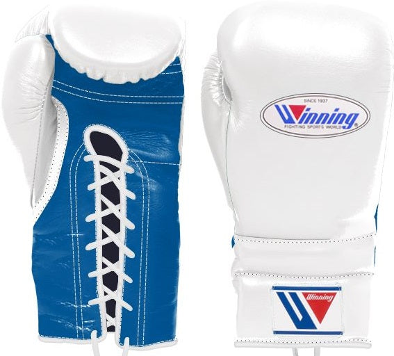 Winning Lace-up Boxing Gloves - White · Blue – WJapan Boxing