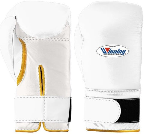 Winning Velcro Boxing Gloves - White · Gold
