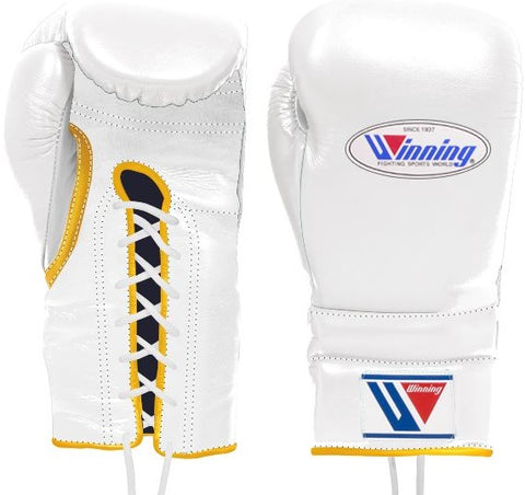 Winning Lace-up Boxing Gloves - White · Gold