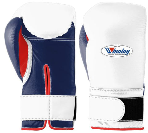 Winning Velcro Boxing Gloves - White · Navy · Red