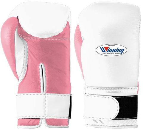 Winning Velcro Boxing Gloves - White · Pink
