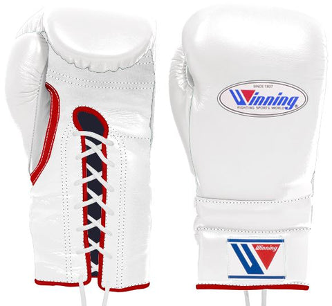 Winning Lace-up Boxing Gloves - White · Red