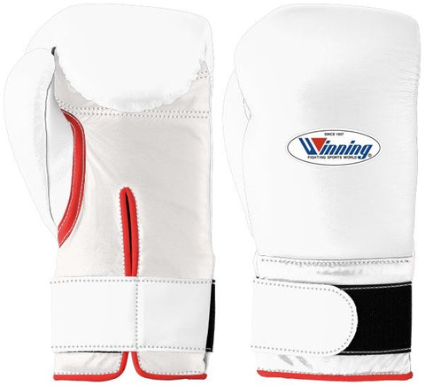 Winning Velcro Boxing Gloves - White · Red