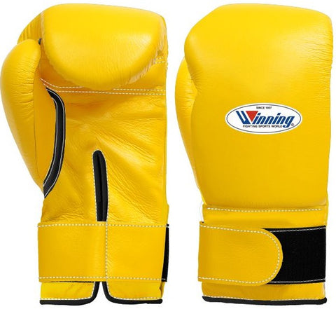 Winning Velcro Boxing Gloves - Yellow · Black